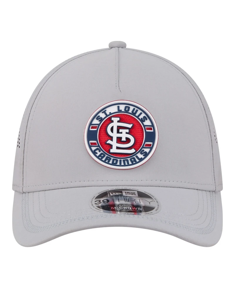 New Era Men's Gray St. Louis Cardinals Patch 39THIRTY A-Frame M-Crown Perforated Flex Hat
