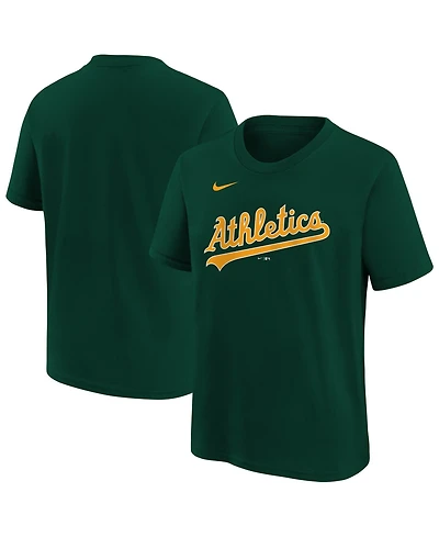 Nike Big Boys and Girls Green Athletics Wordmark T-Shirt