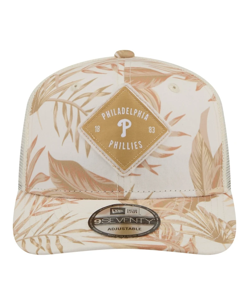 New Era Men's Tan Philadelphia Phillies Tonal Palm Coolera 9SEVENTY Adjustable Trucker Hat