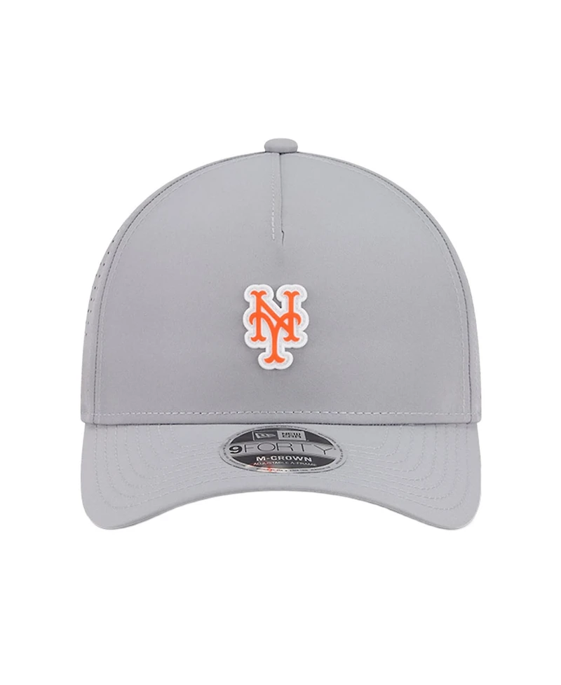 New Era Men's Gray New York Mets Micro Logo 9FORTY M-Crown A-Frame Adjustable Hat
