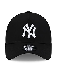 New Era Men's Black New York Yankees Side Script 9FORTY A-Frame Trucker Adjustable Hat