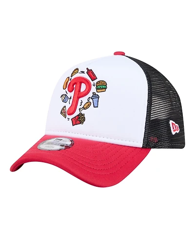 New Era Big Boys and Girls White/Red Philadelphia Phillies Food A-Frame 9FORTY Trucker Adjustable Hat