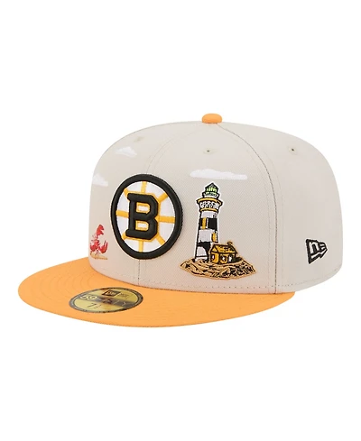 New Era Men's Tan/Gold Boston Bruins Localized City Icon 59FIFTY Fitted Hat