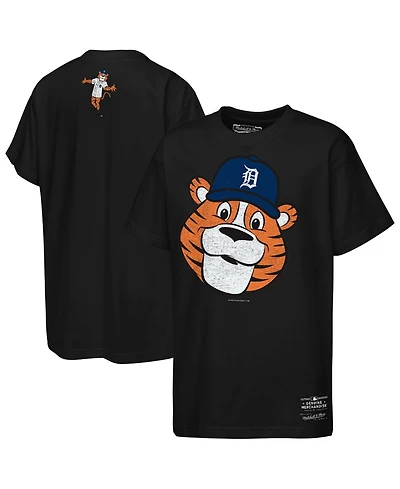 Mitchell & Ness Big Boys and Girls Black Detroit Tigers Face Mascot T-Shirt