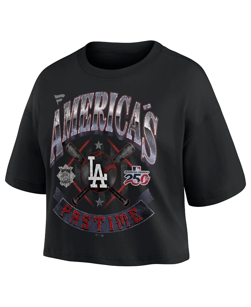 Fanatics Women's Black Los Angeles Dodgers Americana Crop T-Shirt