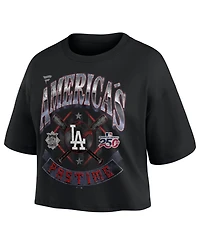 Fanatics Women's Black Los Angeles Dodgers Americana Crop T-Shirt