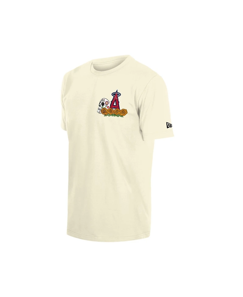 New Era Men's Natural los Angeles Angels Dia de Muertos Sugar Skull T-Shirt