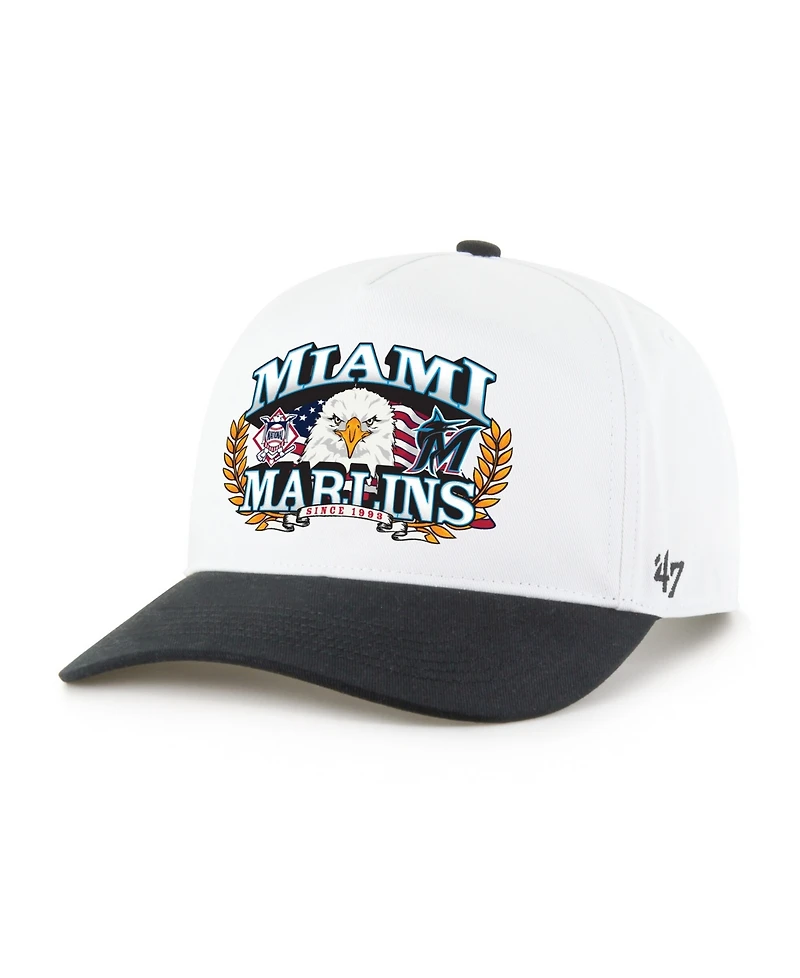 '47 Brand Men's White/Black Miami Marlins Americana Eagle Hitch Adjustable Hat