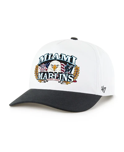 '47 Brand Men's White/Black Miami Marlins Americana Eagle Hitch Adjustable Hat