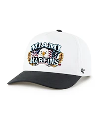 '47 Brand Men's White/Black Miami Marlins Americana Eagle Hitch Adjustable Hat