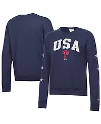 Champion Women's Navy Philadelphia Phillies Americana Fleece Crewneck Sweatshirt