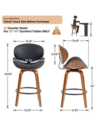 Dyhome 26 Inches Swivel Bar Stools Set of 2, Mid-Century Modern Counter Height