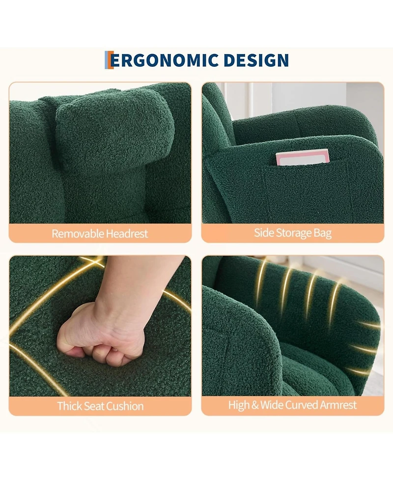 gaomon Compact Nursery Rocking Chair with High Back and Pillow, Wood and Steel Frame
