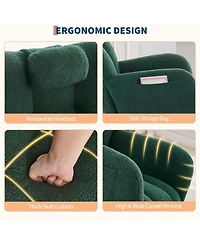 gaomon Compact Nursery Rocking Chair with High Back and Pillow, Wood and Steel Frame