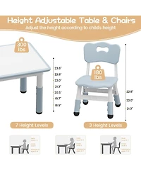 Gaomon Kids Table and 4 Chairs Set with Graffiti Desktop, Height Adjustable Toddler Table and Chairs, 4 in 1 Play Table