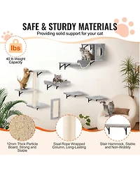 Vevor Wall Mounted Cat Shelves Tree with Jump Boards Hammock Sofa Grip Set of 6