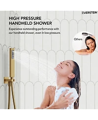Everstein Pressure-Balanced Rainfall Shower System High-Pressure Rain Head with Handheld Spray Brushed