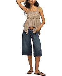 Lucky Brand Women's Eyelet Yoke Square Neck Tank Top