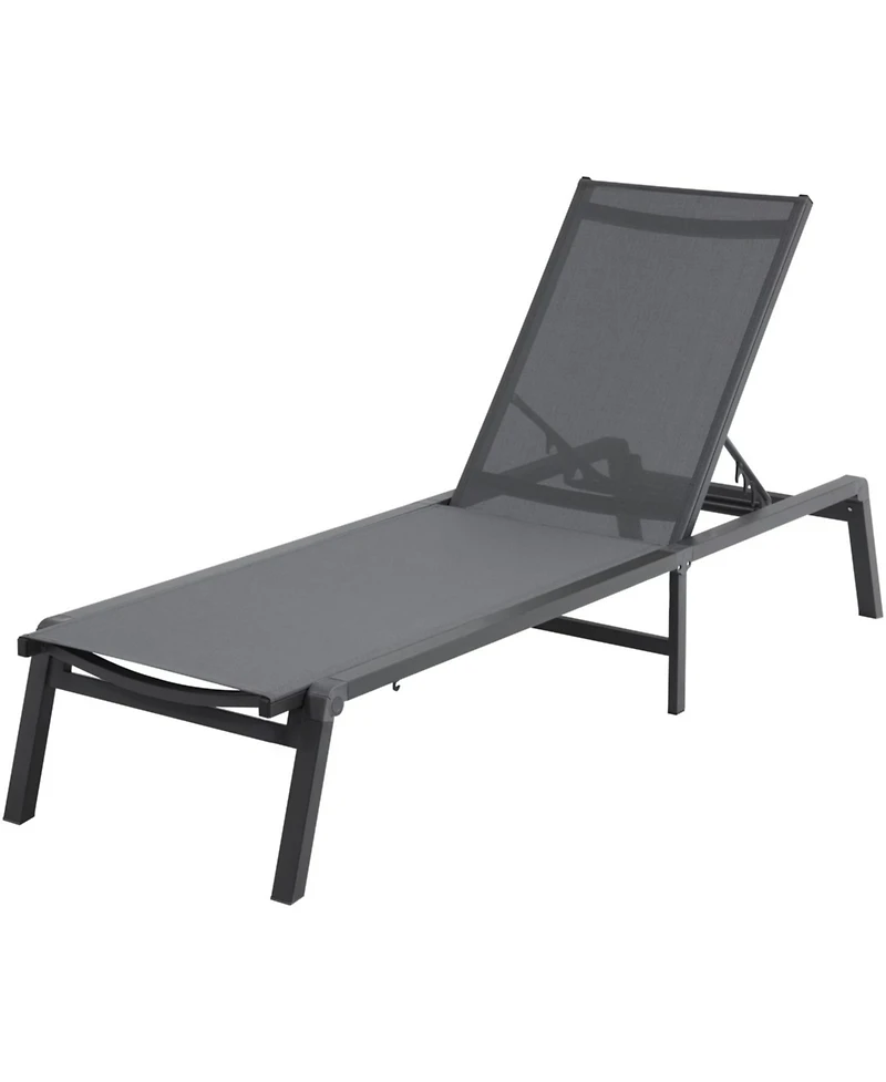 Yiortwo Outdoor Patio Chaise Lounge Chair, 5 Position Adjustable Reclining Lounger