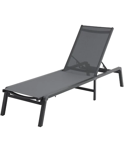 Yiortwo Outdoor Patio Chaise Lounge Chair, 5 Position Adjustable Reclining Lounger
