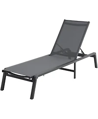 Yiortwo Outdoor Patio Chaise Lounge Chair, 5 Position Adjustable Reclining Lounger