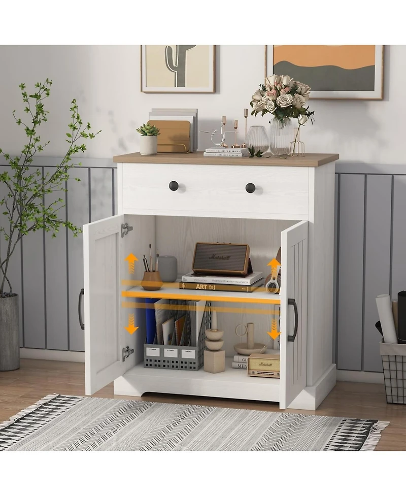 homfan Buffet Cabinet with Storage Farmhouse Kitchen Cabinet with Drawer and Adjustable Shelf for Living Room, Entryway