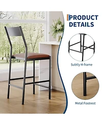 gaomon Modern Counter Height Bar Stools Set of 4, Pu Leather Kitchen Stools with Backrest and Footrest, 24 Inch & 26 Inch