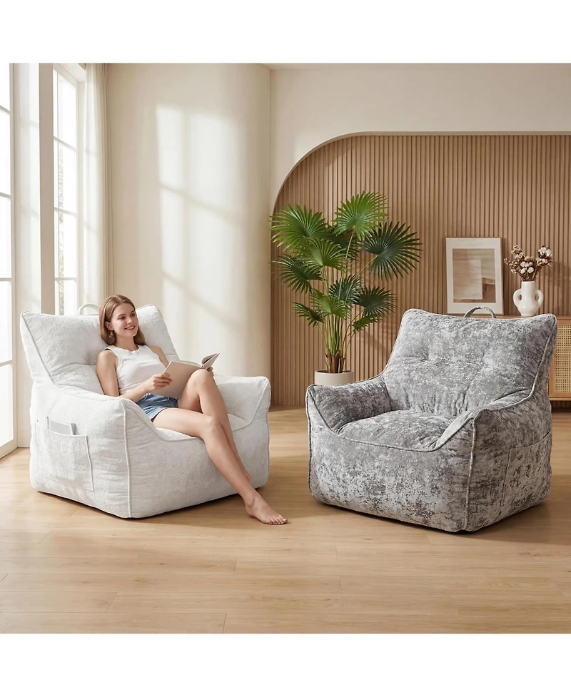 gaomon Bean Bag Chair for Adults and Kids, Cozy Sofa with Armrests, Chenille Comfy BeanBag Chairs Shredded Foam