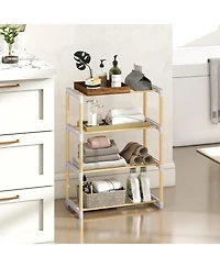 Slickblue Wooden Shoe Storage Rack with 4 Open Slatted Shelves for Footwear