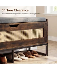 Slickblue Shoe Storage Chest with Flip-Top Seat and Wicker Style Space