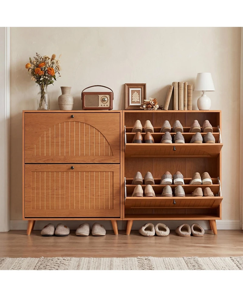 Slickblue Entryway Shoe Cabinet with Adjustable Removable Shelving