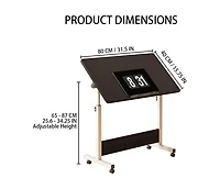 gaomon Small Adjustable Standing Desk with Wheels, Mobile Sit-Stand Laptop Workstation for Home Office