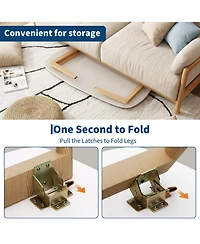 gaomon Wooden Folding Coffee Table with Folding Legs No Assembly, Small Spaces Tatami Foldable Table, Large Size Floor Desk