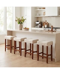 Costway Set of 2 Bar Stools Bar Height Saddle Kitchen Chairs with Wooden Legs