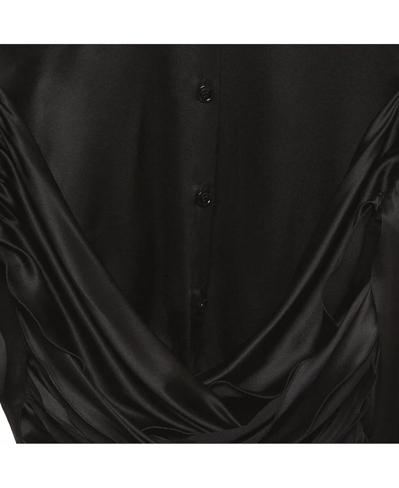 Pre-Owned Versace Women's Draped Stretch-Silk Cropped Shirt