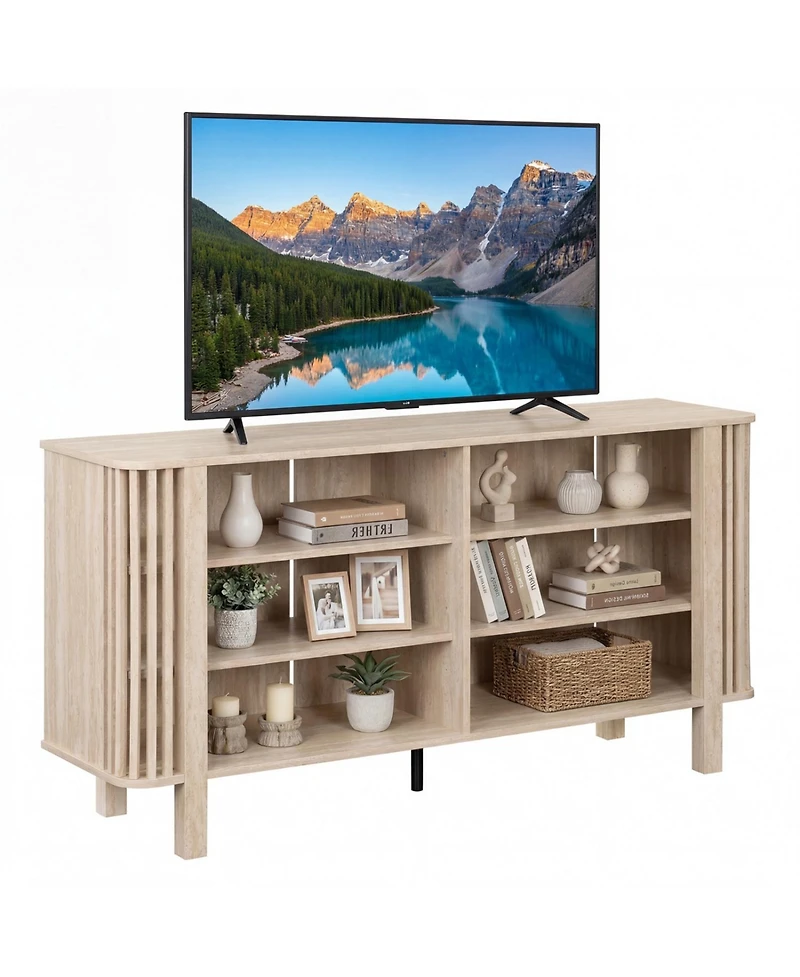 Slickblue Modern 59-Inch Tv Stand with Adjustable Shelving