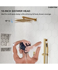 Everstein Pressure Balanced Complete Shower System 10" Rain Head with Handheld Spray Slide Bar Brushed