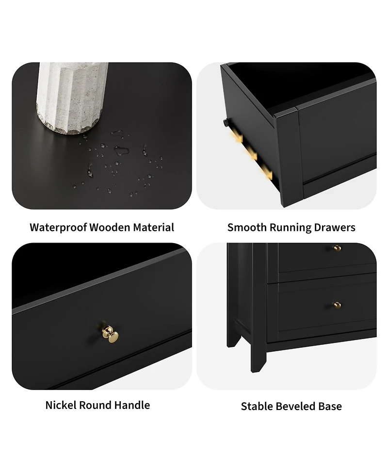 gaomon 2 Set of 6 Drawers Dresser for Bedroom, 54" Modern Storage Chest with Painted Finish, Tall Organizer with Deep Drawers for Living Room, Closet