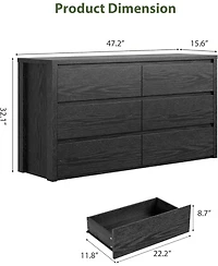 gaomon 6 Drawer Dresser for Bedroom, Wide Wood Chest of Drawers Handle Free, Large Modern Dresser Storage Cabinet for Living Room