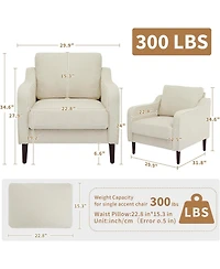 gaomon Mid-Century Modern Accent Chairs,Modern Linen Fabric Armchair for Living Room,Comfy Sofa Chairs with Scooped Arms