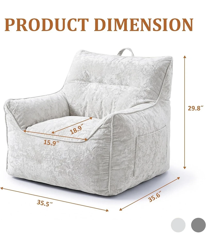 gaomon Bean Bag Chair for Adults and Kids, Cozy Bean Bag Sofa Chair with Armrests, Chenille Comfy BeanBag Chairs with Shredded Foam