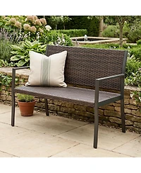 Gymax Patio Wicker Loveseat with Soft Sponge Seat 800 Lbs Heavy Duty Outdoor Bench