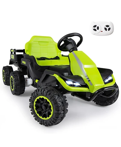 Slickblue Kid's Tractor Ride-On 24V with Detachable Trailer and Music System