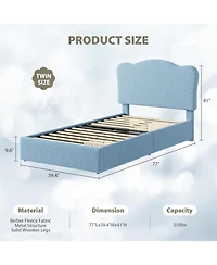 gaomon Twin Bed Frame for Kids with 2 Drawers, Velvet Twin Bed for Girls, Boys, Sturdy Platform Bed, No Box Spring Needed, Noise Free