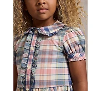 Polo Ralph Lauren Girls' 2T-6X Plaid Short-Sleeve Shirt Dress