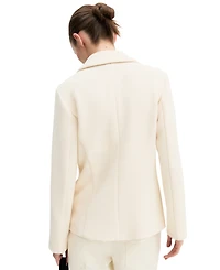 Emme Marella Women's Stretch Basketweave Notch Lapel Collar Fitted Jacket