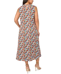 Vince Camuto Plus Mock Neck Pleated Midi Dress