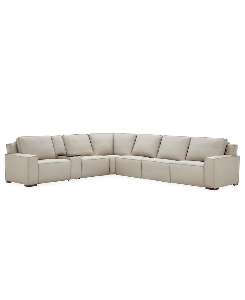 Aspen 3PM 7-Piece Leather Sectional Sofa Set (Laf Recliner, Raf 2 Armless Chair, Corner), Macy's Exclusive