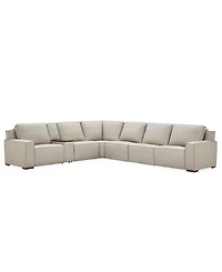 Aspen 3PM 7-Piece Leather Sectional Sofa Set (Laf Recliner, Raf 2 Armless Chair, Corner), Macy's Exclusive