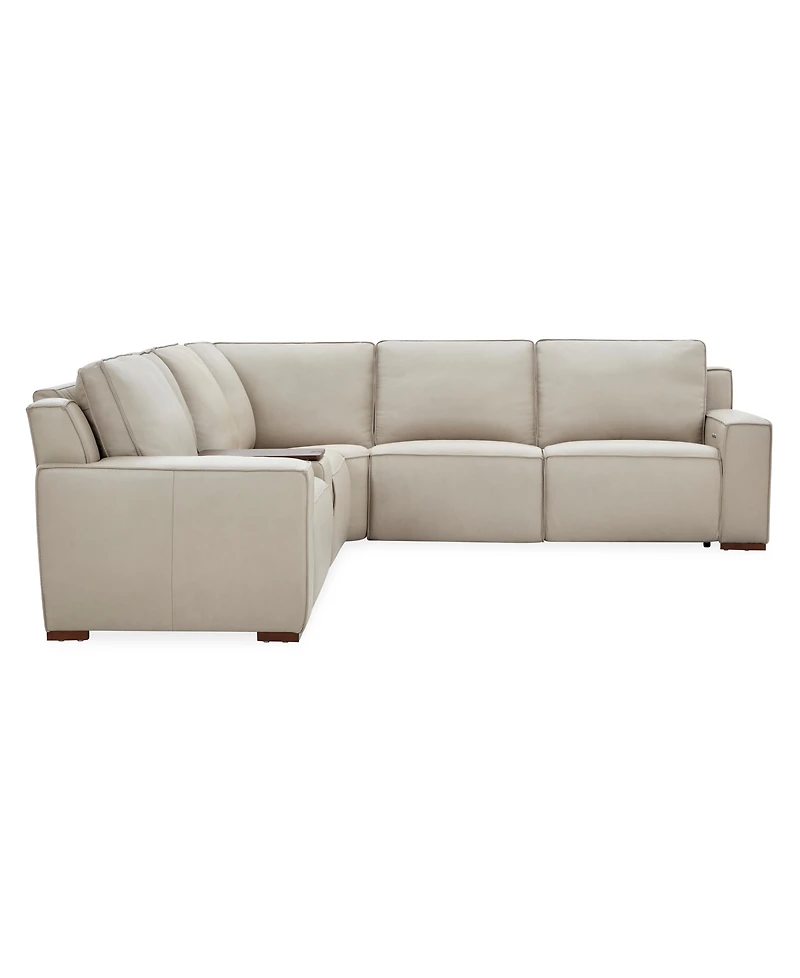 Aspen 3 Pm 6-Piece Leather L Sectional Sofa Set (Laf Recliner, Raf Console, Corner, Armless Chair), Macy's Exclusive